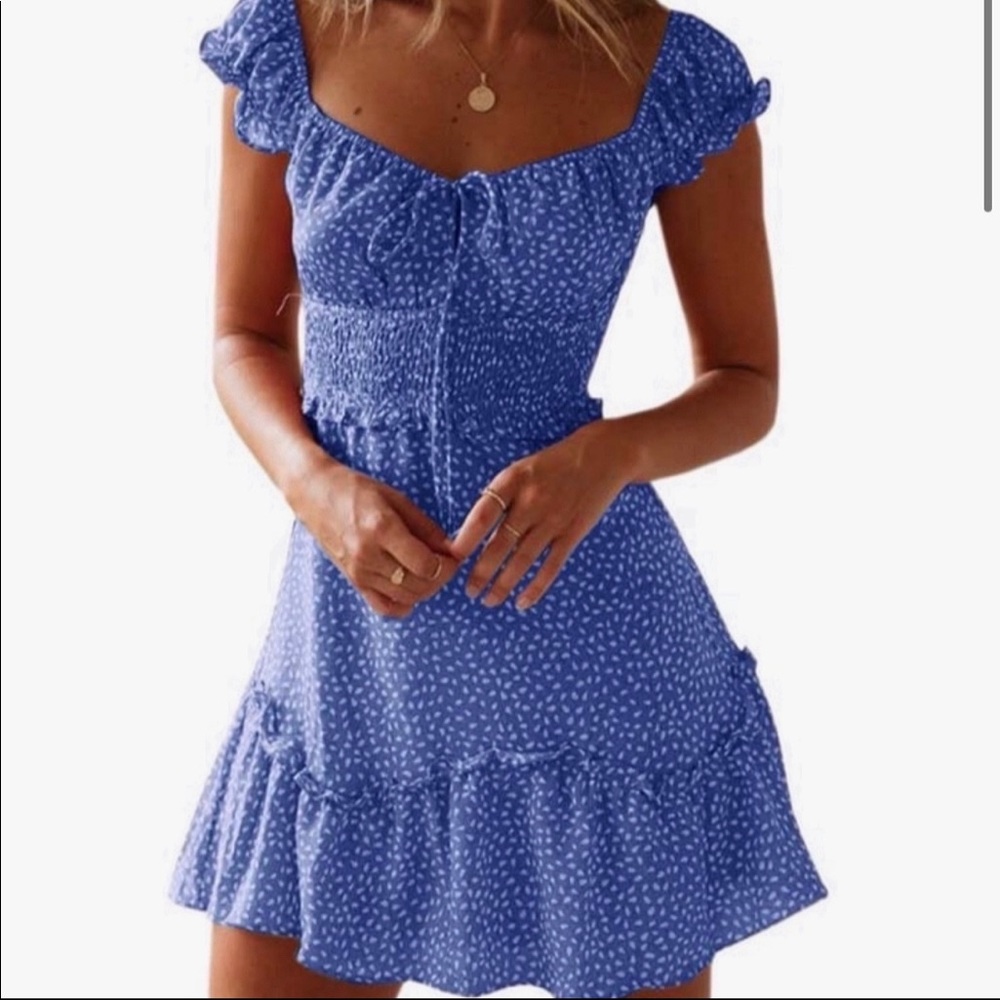 Blue & White polka dot dress